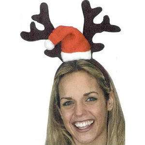 Reindeer Antlers Headband w/ Santa Hat christmas party  