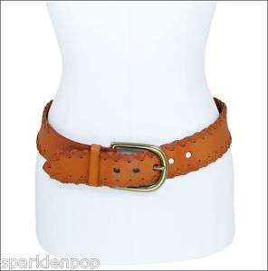 LINEA PELLE Leather Whip Stitch Belt NWT Ret. $190  