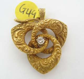 Art Nouveau 0.11ct Diamond 14K Yellow Gold Pendant  