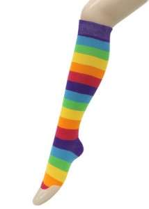  rainbow stripes colorful knee highs Womens ladies girls Socks 9   11