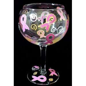 Pretty in Pink Design   Hand Painted   Grande Goblet   17.5 oz 