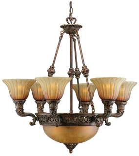 Crystorama 9308 ES Wrought Iron Chandelier Amber Glass  
