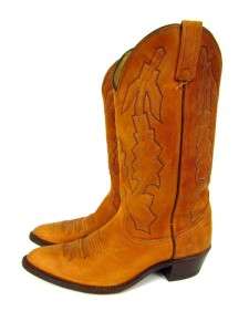 rust DAN POST MARLBORO nubuck leather cowboy western boots embroidered 