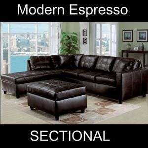 Espresso Leather Sectional Sofa Chaise Set Couch AM15200  
