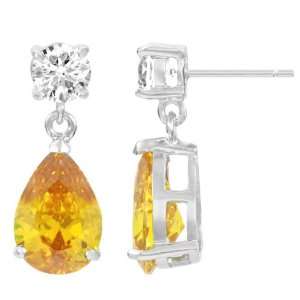  Alexias Pear Drop CZ Canary Earrings Emitations Jewelry