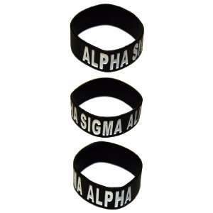  Alpha Sigma Alpha Silicone One inch Black Wristband   Two 