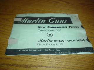 Marlin Guns 1959 Price List Manual  