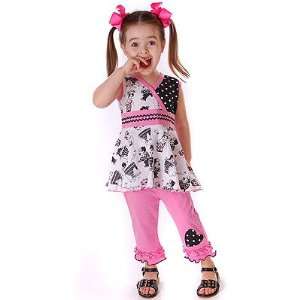 Infant Baby Toddler Little Girl RETRO POLKA Outfit Top Pant Set 12M 6X
