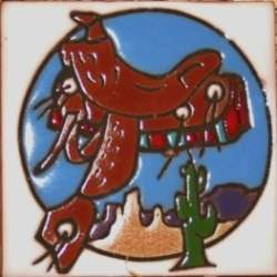  western saddle southwest background with cactus saddle decorated 
