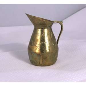 Vintage Brass Creamer 4 tall with beautiful engraving 