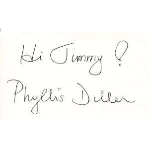  Phyllis Diller Autographed 3x5 Card 