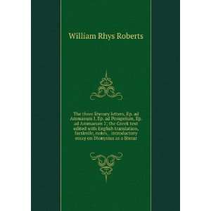   essay on Dionysius as a literar William Rhys Roberts Books