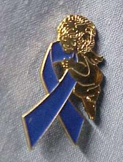 Blue Child Abuse Awareness Ribbon Angel Pin Tac New  