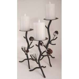  3 PINECONE pine PILLAR CANDLE HOLDERS holiday lodge 