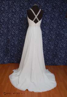   2357 Light Ivory Chiffon X back Draping Wedding Dress NWOT  