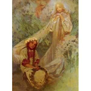   name Madonna of the Lilies, by Mucha Alphonse Maria