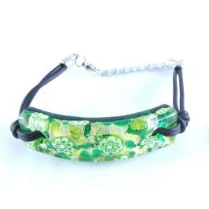  Green Gold Venetian Murano Glass Bracelet Jewelry