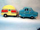 1950s style car and trailer salt and pepper shakers