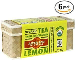 Alter Eco Fair Trade Organic Green Tea, Ceylon Lemon, 20 Count Tea 