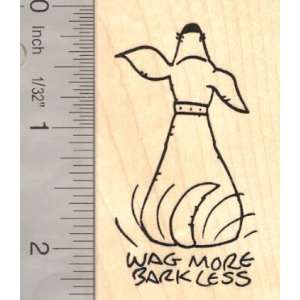  Wag More Bark Less Dog Rubber Stamp with Tail Wagging 
