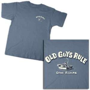  OG372 M Old Guys Rule Gone Fishing Mens Grey Cotton Tee Shirt   Medium