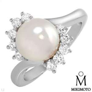 Mikimoto Luxurious Brand New Ring Super Clean G/Vvs Diamonds And 8 