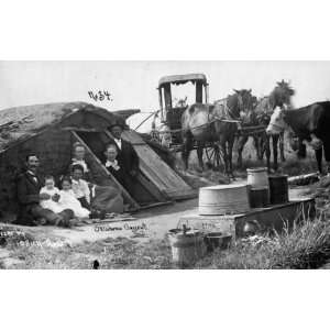  c1909 photo Seven people, dugout, horse drawn wagon and 