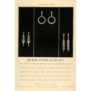 1926 Ad Black Starr Frost Jewelers Jewelry Earrings   Original Print 