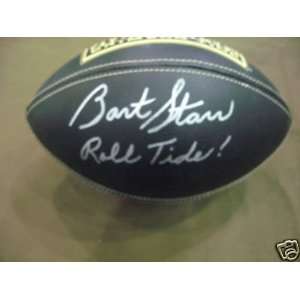 Signed Bart Starr Football   Black Silver ALABAMA   Autographed 