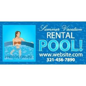  3x6 Vinyl Banner   Vacation Rental Woman In Pool 
