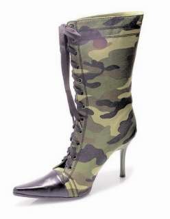 CAMOUFLAGE ARMY SEXY SOLDIER COSTUME BOOT STILETTOS  