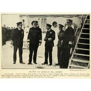 1919 Print WWI British American Navy Military Officers King England 
