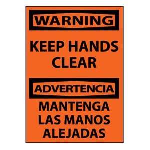  Bilingual Vinyl Sign   Warning Keep Hands Clear 