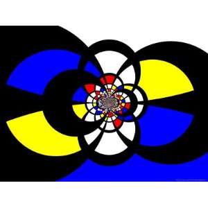 Abstract Blue, Red, Black and Yellow Fractal Design Photographic 