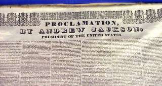 Rare Andrew Jackson Proclamation Silk Ribbon Political  