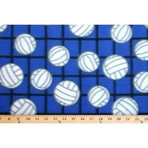  Volleyballs Blue Sports Fleece Fabric Print By the Yard 