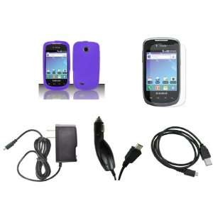 Samsung Dart (T Mobile) Premium Combo Pack   Purple Silicone Soft Skin 