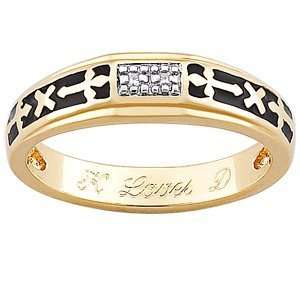   Ladies 14K Gold Genuine Diamond Cross Wedding Band, Size 9 Jewelry