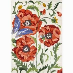  Chandra Rugs BAJ 8013 Bajrang Flower and Butterfly 