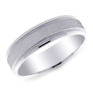    14K White Gold Elegant Mens Wedding Band Ring Size 8 Jewelry