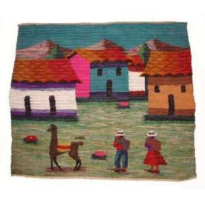 Peruvian highlands town landscape with Shepherd People 