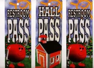 SCHOOL CLASSROOM HALL PASSES (SET OF 3) 2 RESTROOM & 1 HALLWAY ALL NEW 