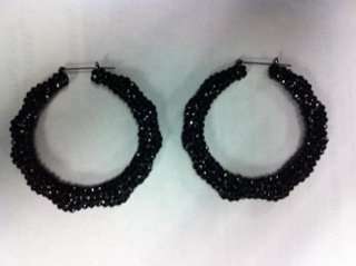 Bamboo Hoop Earrings Covered in Crystals (fully covered)  