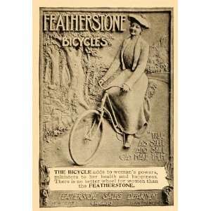 1901 Vintage Ad Featherstone Bicycles Woman Bicyclist 