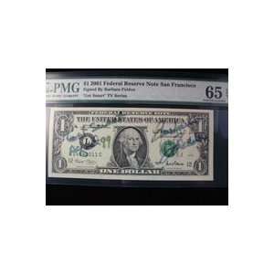  Signed Feldon, Barbara $1 2001 Federal Reserve Note San 