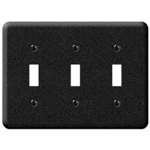  Fractured Charcoal Vinyl Bonded Steel   3 Toggle Wallplate 