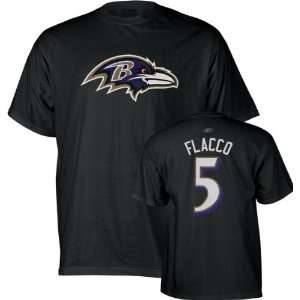 Joe Flacco Black Reebok Name & Number Baltimore Ravens T Shirt  