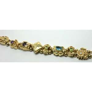  Vintage Perfect for Mom~multi gemstone Movable Charm Bracelet 