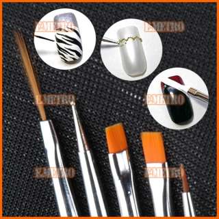Professional 5pcs Painting Pen Drawing Brush Set for UV GEL Nail Art 
