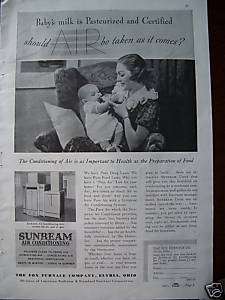1937 Antique Sunbeam Air Conditioner Conditioning Ad  
